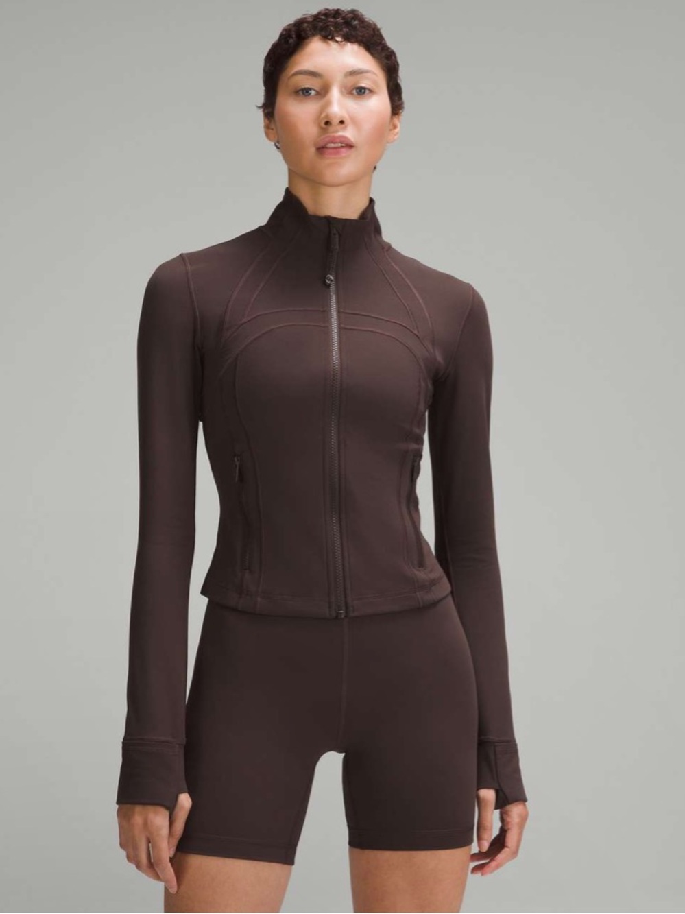 (6) Lululemon Define Cropped Jacket *Nulu Espresso Brown Small Zippered Athletic
